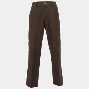 Zegna Sport Brown Cotton Pants Regular Fit men's 38 Metal branding and buttons